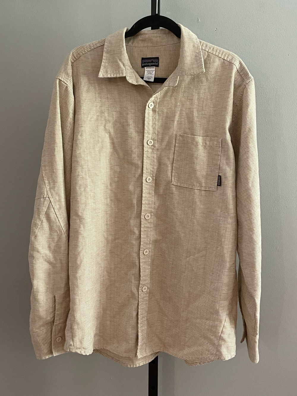 Patagonia Striped Hemp Blend Button Down Shirt Size Large